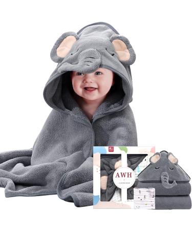 ZXK CO Hooded Baby Bath Towel with Elephant Hood | Absorbent Baby Towel & Flannels Blanket Set | Personalised Baby Gifts - Buy Online on SooperMarket.com