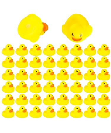 Derayee 50 pieces yellow mini bathing ducks floating swimming bath toy set classic squeaky duck for children shower birthday party articles 1
