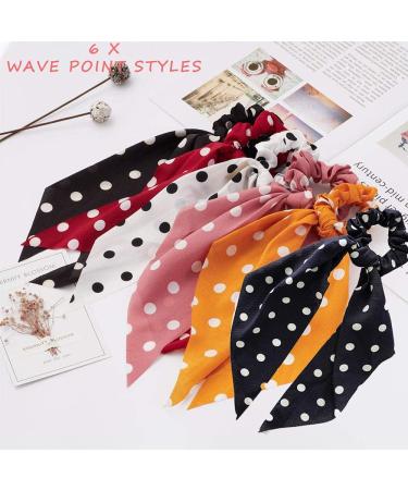 Hair Scarf Scrunchies Bow Scrunchies for Hair Chiffon Floral Scarf BowPonytail Holder for Women Girls (dial point) - Buy Online on SooperMarket.com