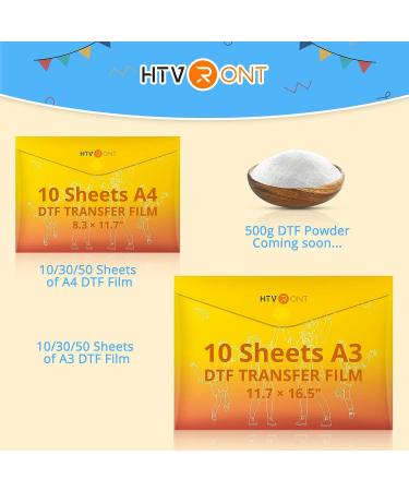 HTVRONT DTF Transfer Film for Sublimation - 30 Sheets A4 Size - Easy to Use, Vivid Colors for Cotton T-Shirts - Buy Online on SooperMarket.com