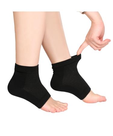 Soft Gel Heel Socks for Dry Hard Cracked Skin - Moisturizing Day/Night Care - 3 Pairs (Black) | Ventilated Open Toe Design - Buy Online on SooperMarket.com