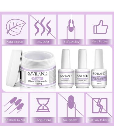 Saviland Clear 5-In-1 Builder Nail Gel Kit for Strengthening, Repair, and Extensions - Home DIY Nail Repair and Strengthening Kit - Buy Online on SooperMarket.com