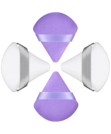 4 Pcs Powder Puffs Face Triangle Powder Puff Velvet Setting Makeup Puff Reusable Wet Dry Make Up Foundation Sponge for Pressed/Loose Powder Under Eyes Concealer Puff Make-up Brushes & Tools Applicator white purple 4pcs
