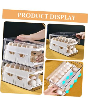 ORFOFE Box Egg Storage Box Eggs Plastic Bins with Tray Egg Tray for Refrigerator Egg Rack Double Layer - Buy Online on SooperMarket.com
