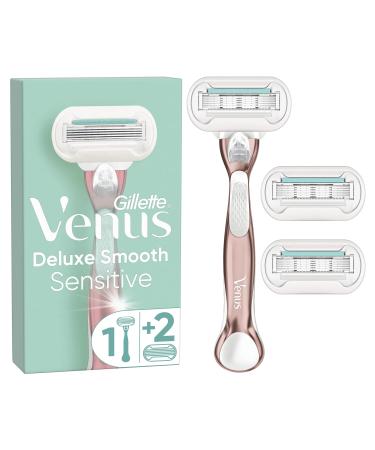 Gillette Venus Deluxe Smooth Sensitive Rosegold Women's Razor - 3 Blades, 5 Diamond-Like Coated Blades