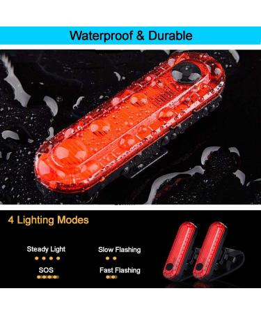 USB Rechargeable Bright Bike Tail Lights - 4 Light Modes - Easy Install - 2 Pack - Buy Online on SooperMarket.com