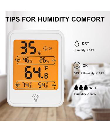 Digital Thermometer & Hygrometer - 2 Pack Mini Room Temperature & Humidity Monitor with Max/Min Display & Touchable Backlight - Buy Online on SooperMarket.com