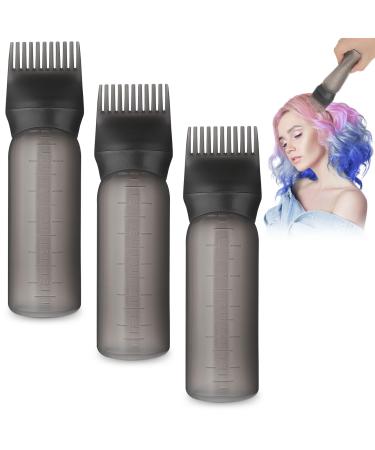 Wy Lighting Level 3 Pack root comb Applicator bottle hair oil applicator hair dyer flap plastic hair oil squeezing bottles with a graded scale for hair care (black)