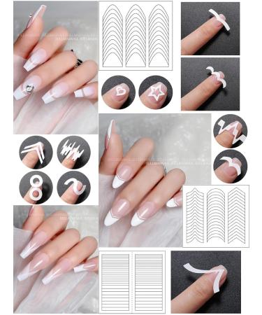 Shop French Tip Nail Stamp Kit | Nail Art Brush & Guide Stickers for Perfect Nail Designs | International Shipping Available - Buy Online on SooperMarket.com