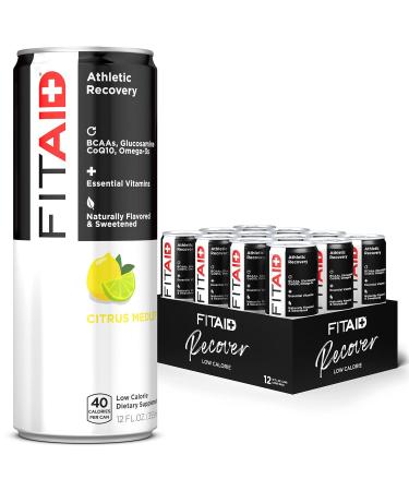 FITAID Recovery Blend, BCAAs, Glucosamine, Electrolytes, Omega-3s, Green Tea, 100% Clean, Paleo, Vegan & Gluten-Free, No Artificial Flavors or Sweeteners, 12-oz. cans (Pack of 12) FITAID 12.0 Servings (Pack of 12)