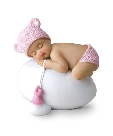 Mopec Y944.2 Cake figure baby girl for baptism pink 7.5x8cm