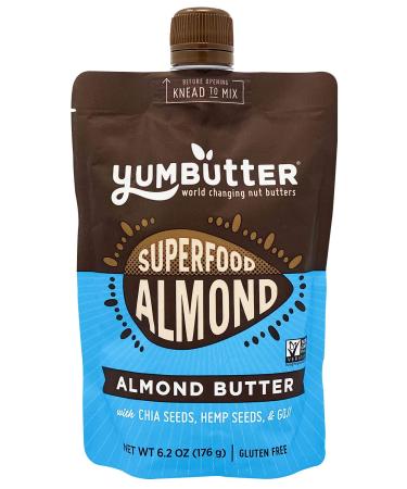Superfood Almond Butter by Yumbutter, Gluten Free, Vegan, Non GMO, 6.2oz Pouch Superfood Almond Butter 6.2 Ounce (Pack of 1)