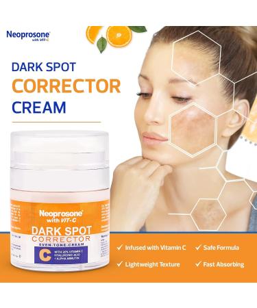 Neoprosone 20% Vitamin C Dark Spot Corrector Cream Brightening Gel with Hyaluronic Acid & Vitamin E | 1 Fl oz (30ml) International Shipping Available - Buy Online on SooperMarket.com