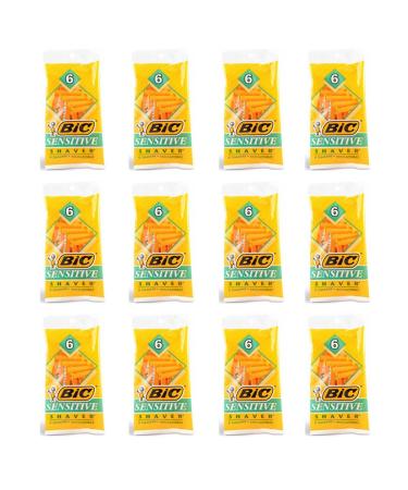 BIC Sensitive Disposable Razors Single Blade Shavers (72 Count)