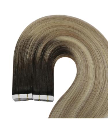 Youngsee Balayage Tape In Extensions - Real Brown Remy Hair 50cm 20pcs #4/14/60 - Invisible Skin Weft for Effortless Volume - Buy Online on SooperMarket.com