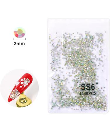 1440PCS 2MM Flat Back Crystal AB Rhinestones for Nail Art - Professional Nail Gems for Face, Teeth, DIY Crafts - Buy Online on SooperMarket.com