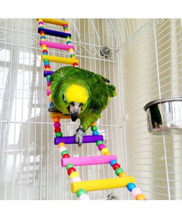 Ladder Bird Toys for Bird Parrot Macaw African Greys Budgies Cockatiels Parakeet Hamster Rat Crawling Rainbow Bridge Wooden Cage Funny Perch Trainning Swing Toys 10 Ladders
