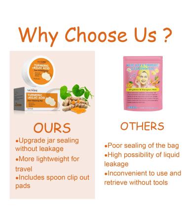 Turmeric Kojic Acid Cleansing Pads - 30pcs for Balanced Skin | Moisturizes & Nourishes | Leak-Proof Upgrade - Buy Online on SooperMarket.com