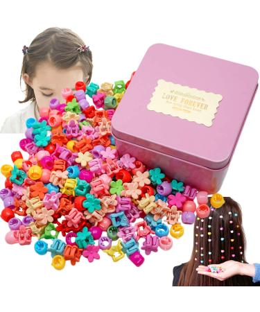 200PCS Kids Hair Bangs with Gift Box Mini Hair Claw Clip Hair Pin Hair Accessories Clips for Little Baby Girls Toddlers Teens Children (Bean and Flower)