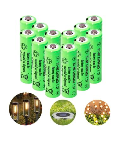 1.2v AA NIMH 900mah Rechargeable Batteries 12 Pack Double A Battery for Outdoor Solar Lights Led String Lights Pathway Garden Lamp