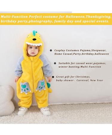 Doladola Baby Romper Dalmatian Animal Onesie | Toddler Jumpsuit Newborn Outfit 2-3.5 Years | Yellow Dinosaur Print - Buy Online on SooperMarket.com