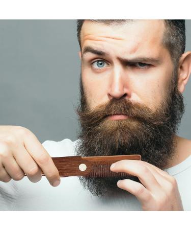 Natural Wooden Beard Comb for Men - Folded Mustache & Beard Brush | Antistatic Pocket Beard Care Tool - Buy Online on SooperMarket.com