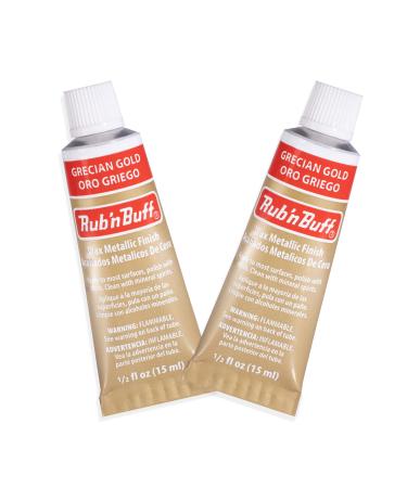 AMACO Rub n Buff Wax Metallic Finish - 2 Rub n Buff Grecian Gold 15ml Tubes - Versatile Gilding Wax for Finishing Furniture Antiquing and Restoration - Rub and Buff Colors Set of Two