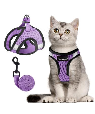 Fayogoo cat dishes Cat linen dishes for cats cat dishes with a leash outbreak -proof cat dishes Controlling breathable breathable cat leash with reflective stripes Modern purple l (1 Pack)
