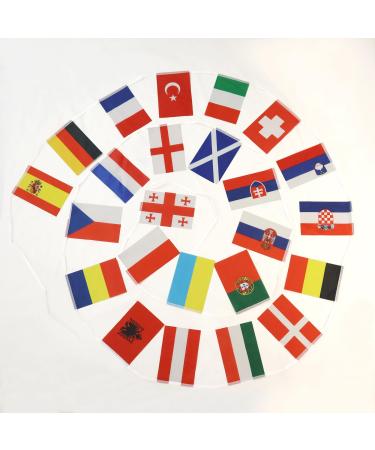 AZ Flag - Girland for European Football Championship 2024 8 m with 24 pennants of the European Championship 2024 21 x 14 cm - small flags 100 % polyester