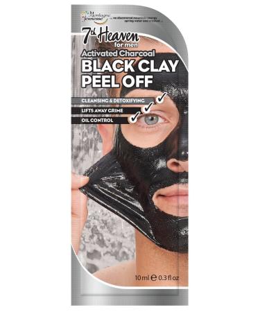 7th Heaven for Men - Black Clay Easy Peel-Off Face Mask with Activated Charcoal and Witch Hazel to Cleanse Detoxify and Lift Away Grime for Purified Skin