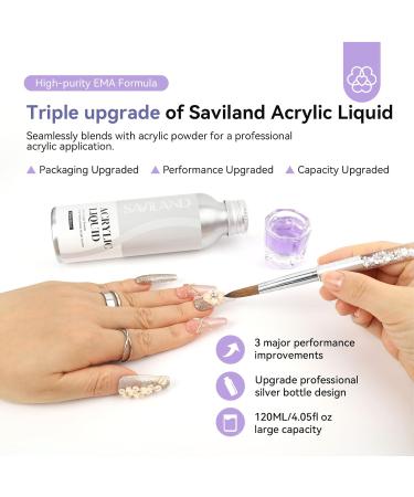 Saviland Professional Acrylic Liquid Set | 4.06fl oz Nail Liquid Brush & Dappen Dish for DIY Acrylic Nails - Perfect for Home Salon Use - Buy Online on SooperMarket.com