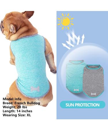 KYEESE 2 Pack Sun Protection Dog Shirts - Reflective Label Tank Top for Small Medium Dogs - Grey+Blue - Size 18 - Buy Online on SooperMarket.com