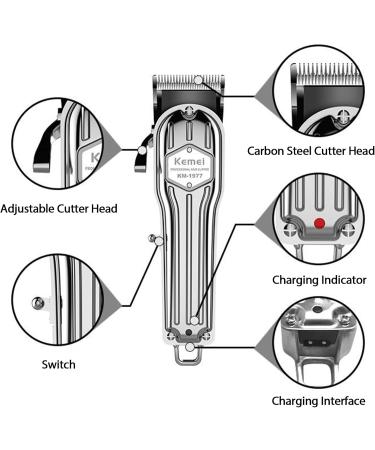 KEMEI Hair Clippers for Men Professional Barber Clippers Cordless Close Cutting Hair Trimmer Set Zero Gapped T-Blade Haircut Kit Beard Trimmer with USB Rechargeable for Family (KM-1977) - Buy Online on SooperMarket.com