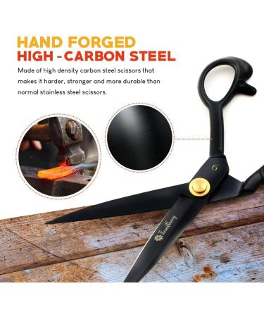 Premium 9-inch Fabric Scissors for Sewing - High Density Carbon Steel Shears with Bonus Measuring Tape for Fabric, Leather, and Metal Cutting - Buy Online on SooperMarket.com