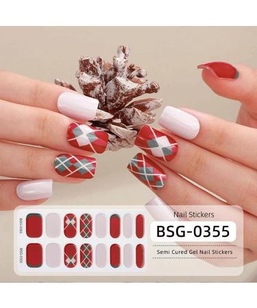Christmas Red Green White gel nail stickers uv cure semi cured stickers & decals uv stick on gel nails nail polish strips - Buy Online on SooperMarket.com