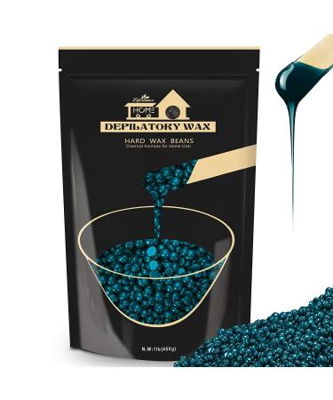 Hard Wax Beads Lifestance 1lb Waxing Beads Brazilian Bikini Wax with 10 Applicators Blue Wax for Face Body Legs Pearl Beads for Wax Warmers