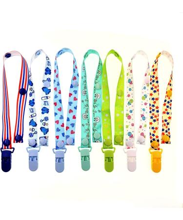 JZK 7 Pack Multicolor Silicone Baby Dummy Clip Rings + Pacifier Holder Straps for Boys | Mam Soothers | Baby Boy's Dummy Accessories - Buy Online on SooperMarket.com