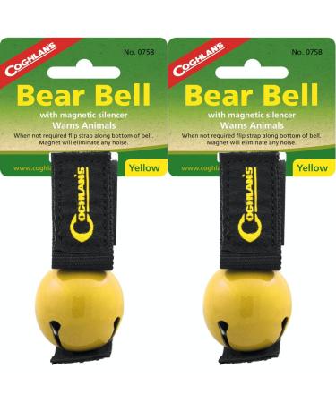 Coghlan's Bear Bell Yellow w/Magnetic Silencer & Loop Strap Warns Animals 2-Pack