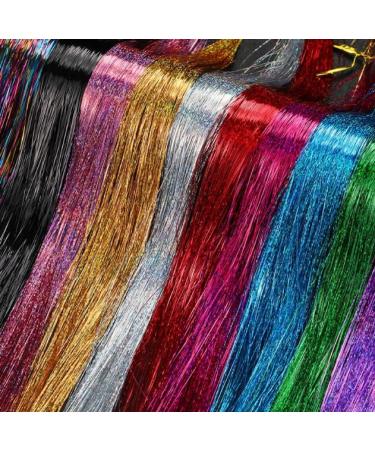 4200 Strands Hair Tinsel Extensions - 14 Vibrant Colors - Long Straight Synthetic Hair Extensions for Women, Girls - Ideal for Party, Cosplay - 36.6 Inches - Buy Online on SooperMarket.com
