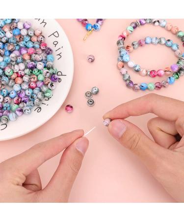 500pcs Quefe Craft Beads for Bracelets Making - Ink Patterned Space Acrylic Beads with Spacer Beads and Crystal String (8mm) - Buy Online on SooperMarket.com