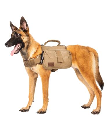OneTigris Dog Backpack Camping Hiking Tear Dog Backpack for M/L Size Dogs (M Brown) M Brown