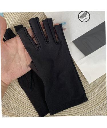 Anti UV Gloves Sunblock Gloves UV Shield Protection Fingerless Gloves for Gel Nail Lamp 1Pair Black - Buy Online on SooperMarket.com