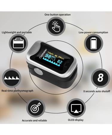LOVEWEE Upgraded Pulse Oximeter - SpO2 & Heart Rate Monitor with Large OLED Display | Portable Fingertip Oximetry (Black-Silver) - Fast International Shipping - Buy Online on SooperMarket.com