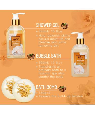 Sulfate Free Spa Gift Set for Her: 12pcs Honey Almond & Gardenia Spa Kit with Shower Gel, Bubble Bath, Bath Bombs, Body Scrub - Shea Butter & Vitamin E Included - Buy Online on SooperMarket.com