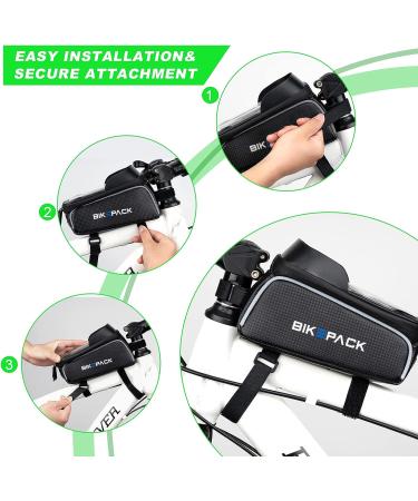BIKEPACK Waterproof Bike Phone Bag - Top Tube Handlebar Bag with TPU Touch Screen Sun Visor - Durable & Large Capacity - Fits Phones Under 6.5'' | BPOB24 - Buy Online on SooperMarket.com