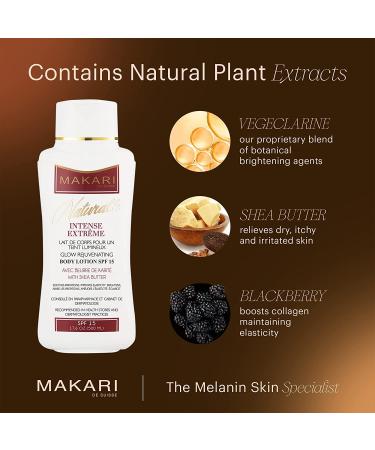 MAKARI Naturalle Intense Extreme Body Lotion SPF15 (17.6 oz) | Brightening and Toning Formula for Dry to Normal Skin | Fades Marks, Soothes with Shea Butter - Buy Online on SooperMarket.com