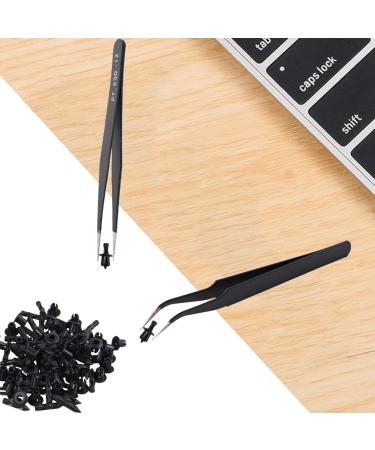 Lodokdre 4X Nail Art Rhinestones Eyelashes Extension Straight & Curved Tweezers Tool Set-Black - Buy Online on SooperMarket.com