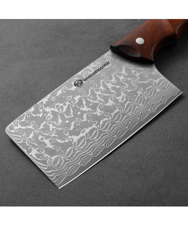Handmade Drahcenader Damast Hunting & Chef Knife - VG10 Steel Wooden Handle PU Leather Sheath | Outdoor Camping Gear - Buy Online on SooperMarket.com