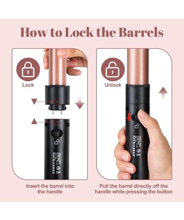 5-in-1 Curling Iron Set - Dual Voltage Interchangeable Curling Wand with 3 Barrel Crimper & 4 Curling Irons - LED Temp Control for All Hair Types - Includes Glove & Clips - Buy Online on SooperMarket.com