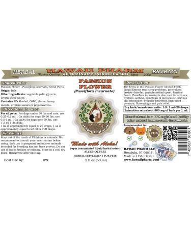 HawaiiPharm Passion Flower Dried Aerial Parts 2 oz - Alcohol-Free Pet Herbal Supplement - Buy Online on SooperMarket.com